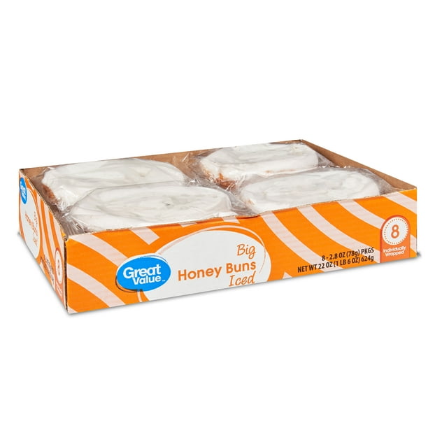 Great Value Iced Honey Buns, 8 Count