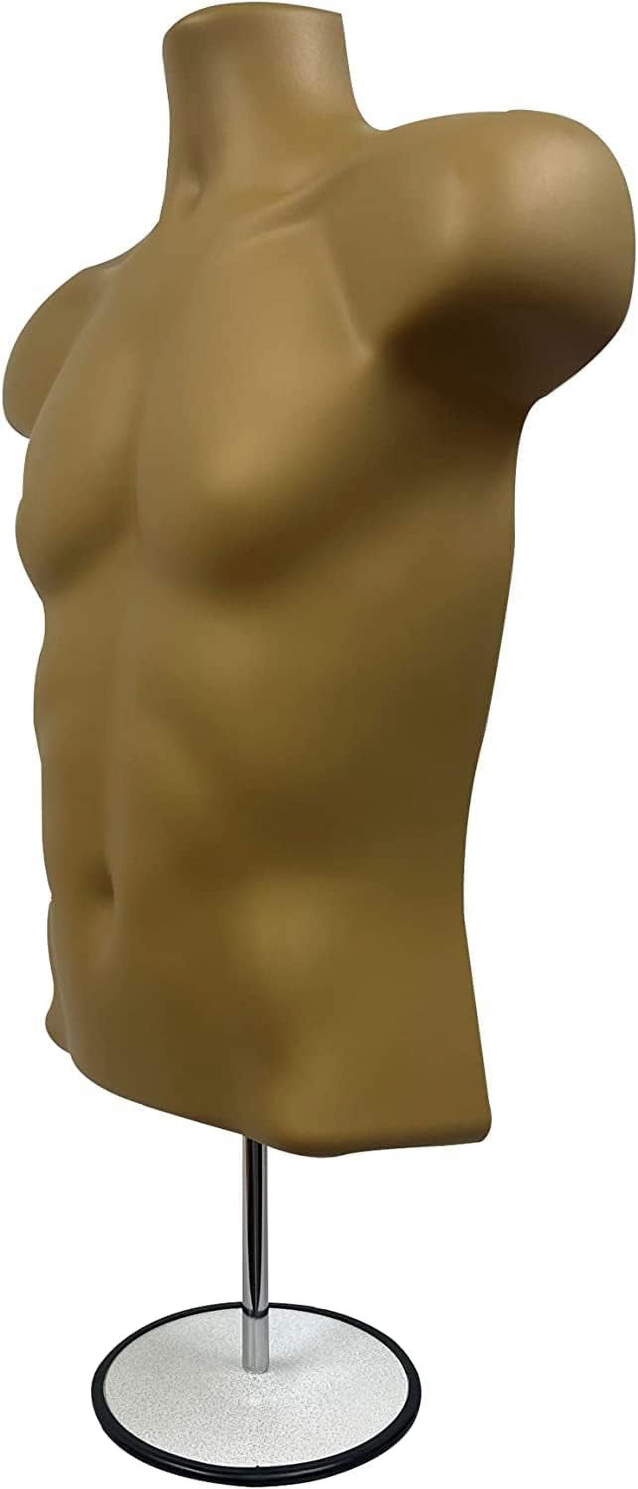 DisplayTown White Male + Female Mannequin Hollow Back Body Torso Set w/ Metal Stand and Metal Pole & Hanging Hook, S-M Sizes