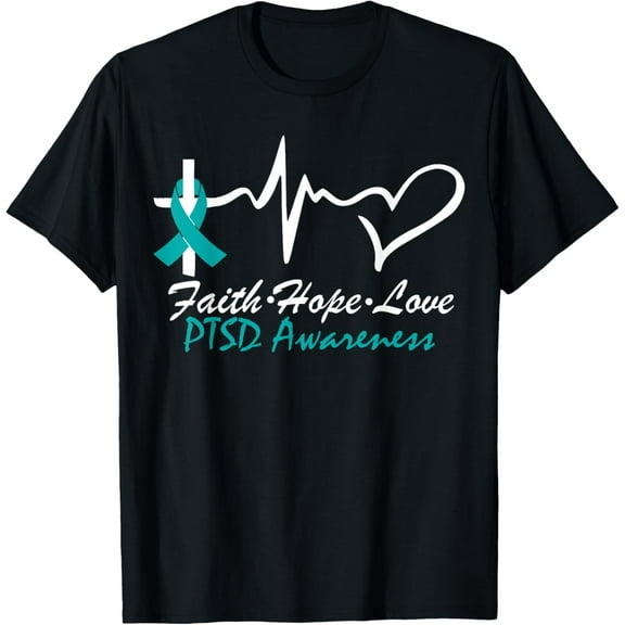 Premium Daily Comfort - Faith hope love Post Traumatic Stress Disorder Warrior PTSD T-Shirt
