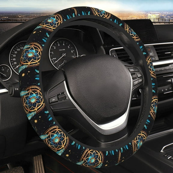 Steering Wheel Cover Anti-Slip Elastic Car Protective Universal 15 Inch Fit for Vehicles Auto SUVs , Dream Native American Indian Tribal Starry