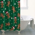 thumbnail image 4 of Green Christmas Gingerbread Man Pattern Shower Curtain 36"x72" ,Bathroom Decorative Shower Curtains Set with 12 Hooks,Modern Waterproof Washable Shower Curtain, 4 of 6