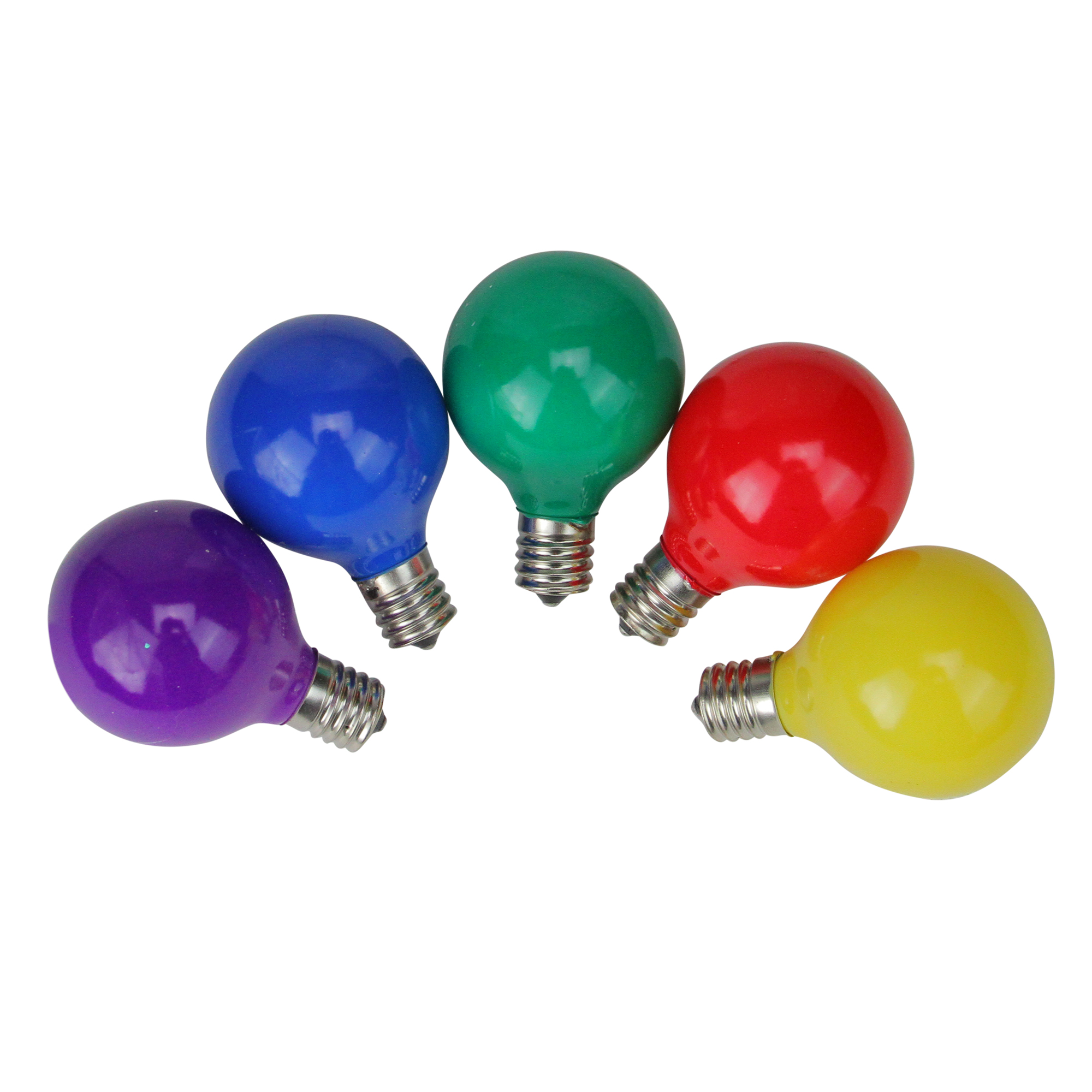 Pack of 10 MultiColor Satin G50 Globe Christmas Replacement Bulbs