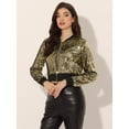thumbnail image 2 of Chaqueta De Lentejuelas Tipo Aviador Con Cremallera En La Parte Delantera Con Purpurina Brillante Para Mujer Negro oro XS, 2 of 6
