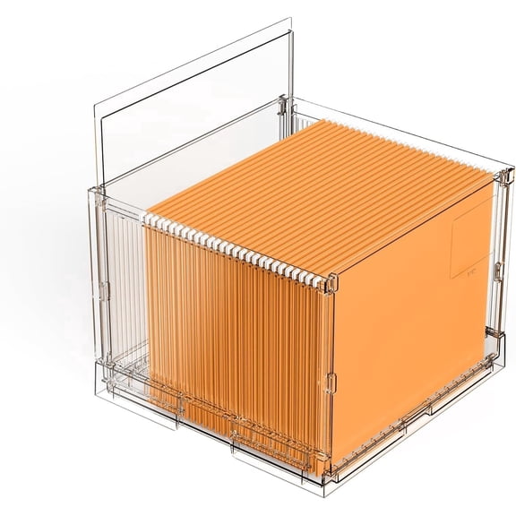 File Organizer Box with Lid,Hanging Filing Folder Organizer for Document Storage with Plastic Slide, Letter-size File Holder Filing Box for Office/Home/Decor/（1Pack）