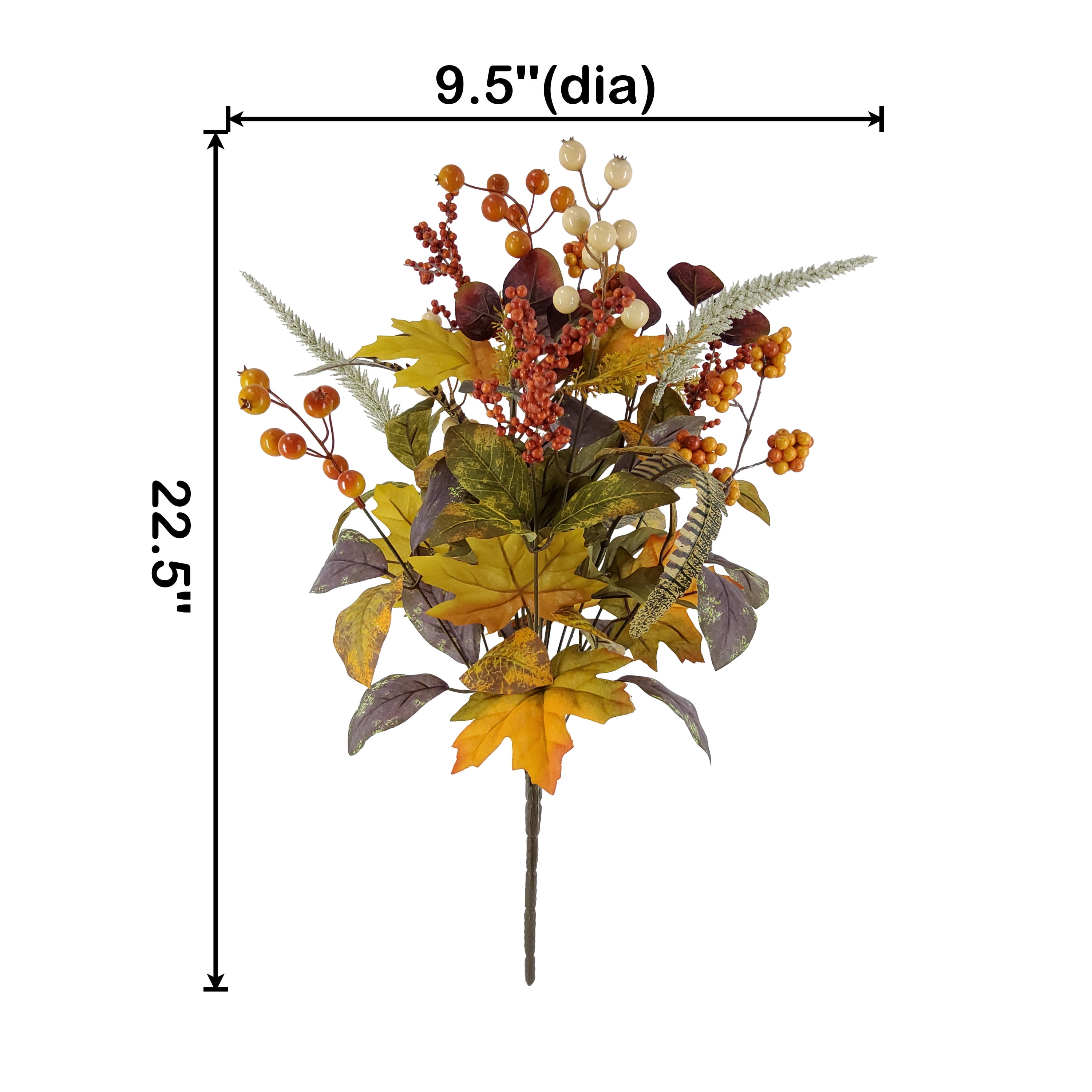 Mainstays 22.5 inch Indoor Artificial Berry Maple Leaves Bouquet, Orange Color