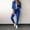 Blue, variant on TAGOLD Womens Two Piece Outfits Sets,Women's Casual Lattice Solid Color Suit Long Sleeve Blazer +Long Pants Two Piece Set
