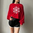 thumbnail image 2 of Cropped Sweatshirts for Women Funny Christmas Graphic Xmas Holiday Party Casual Long Sleeve Fall Clothes Tops Pullover, 2 of 4