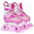 thumbnail image 1 of Nattork Patines de ruedas para niños Patines de ruedas ajustables con luz para niñas y niños, patines verdes, azules, morados y rosas para niños pequeños principiantes, patines de ruedas para interior, 1 of 7