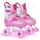 thumbnail image 1 of Nattork Patines de ruedas para niños Patines de ruedas ajustables con luz para niñas y niños, patines verdes, azules, morados y rosas para niños pequeños principiantes, patines de ruedas para interior, 1 of 7