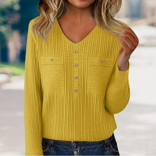 Winter Plus Size Fall Sweaters for Women Women's V Neck Cut Sweater With Buttons Soft Wool Knit Pullover Slim Fit Base Layer For Daily Wear
