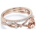 thumbnail image 2 of Boho & hippie 1.60 Carat Pear Cut Morganite And Diamond Moissanite Unique Engagement Ring, Wedding Ring, Inspired And Branch Ring in 925 Sterling Silver With 18k Rose Gold Plating, Bridal Ring Set, 2 of 3