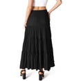 thumbnail image 2 of HYFVE Women's Juniors Smocked Waist Broomstick Boho Skirt (Black, Large), 2 of 2