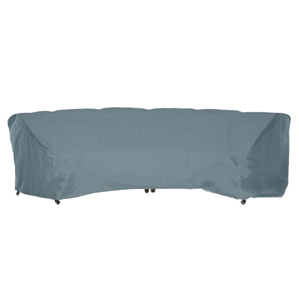 Garden Curved Sofa Cover Waterproof Outdoor Furniture Covers Patio Anti-UV Sofa Protector Black 305x99x91cm 