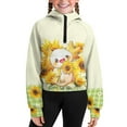 thumbnail image 5 of Uourmeti Sunflower Cartoon Axolotl Youth Zip Up Sweatshirt with Pocket Quarter Zip Up Design Lightweight Athletic Wear Soft Casual Pullover Top Size 13-14, 5 of 7