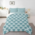 thumbnail image 1 of Erosebridal Blue Checkered Bedding Full Comforter Set, Kawaii Bow Bedding Full Comforter Set, Geometry Grid Room Decor, Reversible 3pcs, 1 of 8