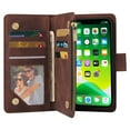 thumbnail image 6 of Dteck Case for Apple iPhone 13 mini 5.4-inch,Luxury Leather Zipper Wallet Kickstand Case Magnetic Buckle Horizontal Flip Cover with 5 Card Slots/Photo Pocket for iPhone 13 mini,Coffee, 6 of 8