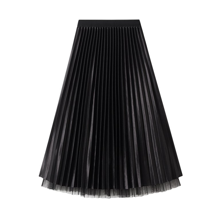 Pearl Beaded Pleated Mesh Skirt