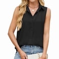 thumbnail image 2 of Womens Sleeveless Button Down Shirt Collared Blouse Casual Office Shirts Basic Tank Top Black S, 2 of 9