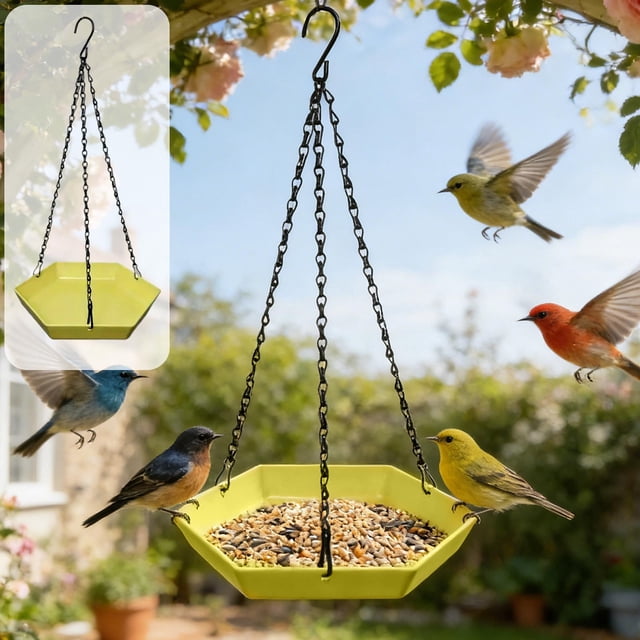 Comedero colgante para colibríes | Bebedero exterior con néctar y agua | Estación de alimentación de plástico para pájaros de jardín | Baño colgante decorativo para pájaros de patio