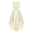 thumbnail image 2 of Linjinx Flower Girl Sleeveless Beaded High Low Dress Asymmetrical Chiffon Junior Bridesmaid Dress Champagne 14, 2 of 4