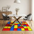 thumbnail image 3 of ODIKA 5'x7' Washable Area Rug Minimalist Abstract Composition With Interlocking Modernist Color Block Art for Dining Room, Under Table, Home Office, Non-Slip Chair-Friendly, 3 of 7