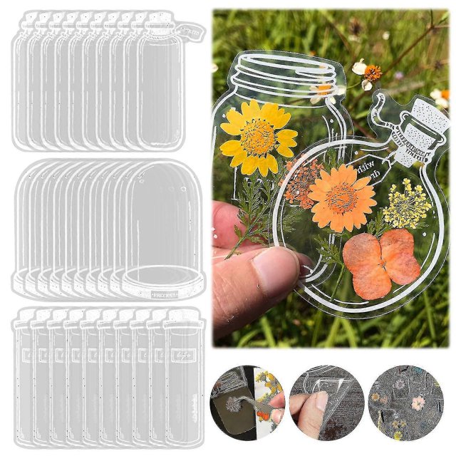 30pcs Transparent Dried Flower Bookmarks, Diy Dried Flower Bookmark, Homemade Bookmarks, Beautiful Flower Bookmarks, Glassware Stickers