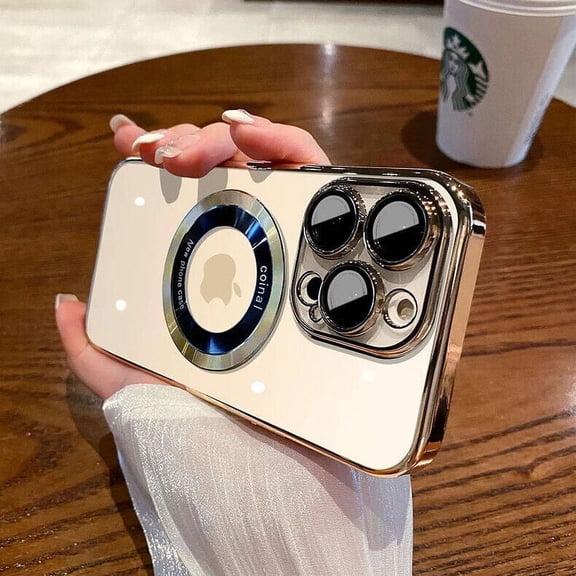 iPhone 15 Plus Clear Magsafe Magnetic Plating Camera Lens Case Cover Skin