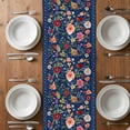 thumbnail image 6 of Navy Blue Flowers Table Runner - 48 Inch Long, Kitchen Dining Table Runner Dresser Scarves, Spring Vintage Floral Leaves Farmhouse Farmhouse Decor for Coffee Tables Wedding Party Banquet, 6 of 8