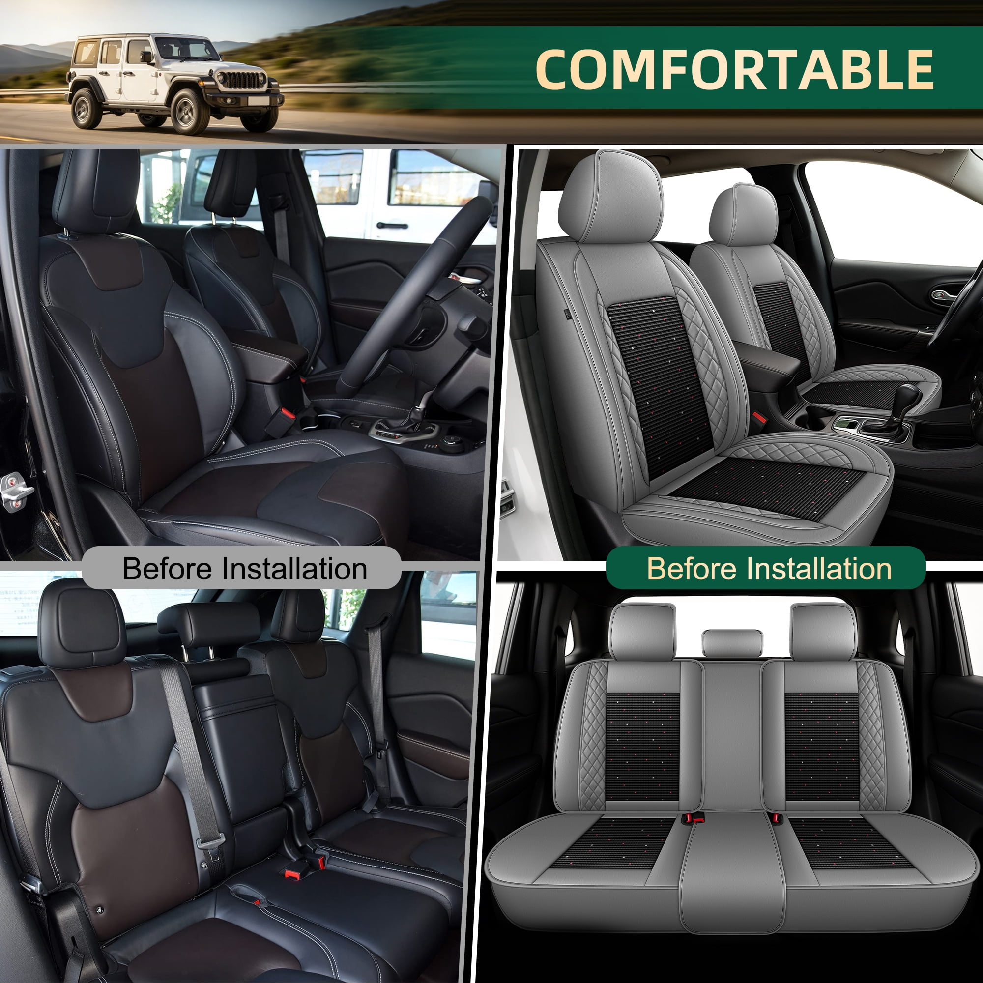 AQBDDBQ Seat Covers Full Set for Toyota RAV4 2013-2025 2026: Breathable Leather Seat Covers Cushion Ice Silk Cooling Comfort 4 Season(Grey,2 Row 5 Seat)