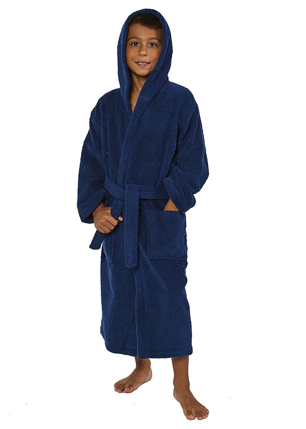 Kids Hooded Cotton Terry Bathrobe TowelSelections Boys Robe Made in Turkey 