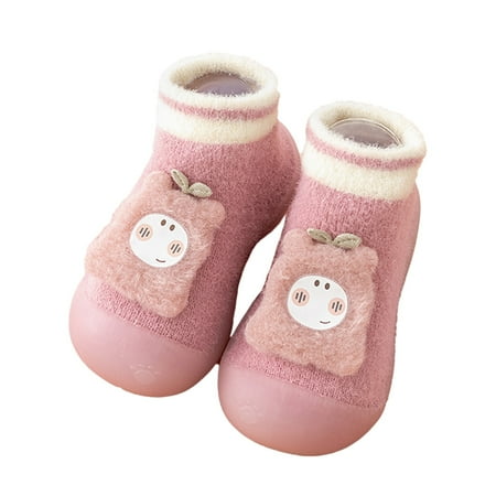 

Zlekejiko Toddle Footwear Winter Toddler Shoes Soft Bottom Indoor Non Slip Warm Cartoon Bear Floor Socks Shoes