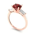 thumbnail image 2 of Three-Stone Engagement Ring for Women - 2ct Natural Garnet in 18K Rose Gold Promise Ring, 2 of 6