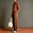 thumbnail image 5 of WULMLEO Womens 2 Piece Sets Knit Fall Quarter Zip Long Sleeve Pullover Wide Leg Palazzo Pants Tracksuit 2026 Casual Basic Suits Stretch Outfits with Pockets Brown 2XL, 5 of 6