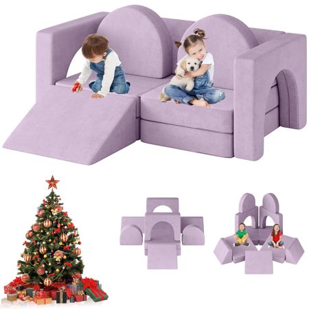 DEYGIA 10PCS Kids Sofa Modular Kids Play Couch, Kids Couch with Climbing Slope, 10 in 1 Toddler Couch for Playing, Creativing, Sleeping, Indoor Kids Sofa for Boys and Girls