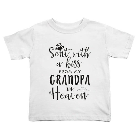 Sent with A Kiss from My Grandpa in Heaven Cute Toddler Tshirts for Boys Girls (White, Youth M)