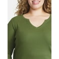 thumbnail image 4 of Terra & Sky Women's Plus Long Sleeve Notch Neck Top, 4 of 6