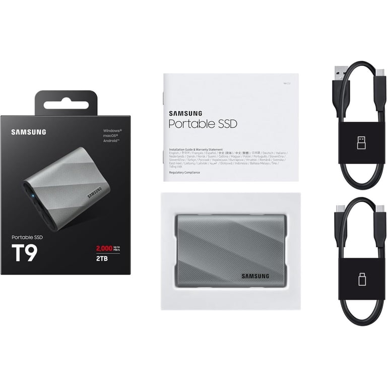 SAMSUNG T9 2TB, Portable SSD, up to 2000MB/s, USB 3.2 Gen 2x2