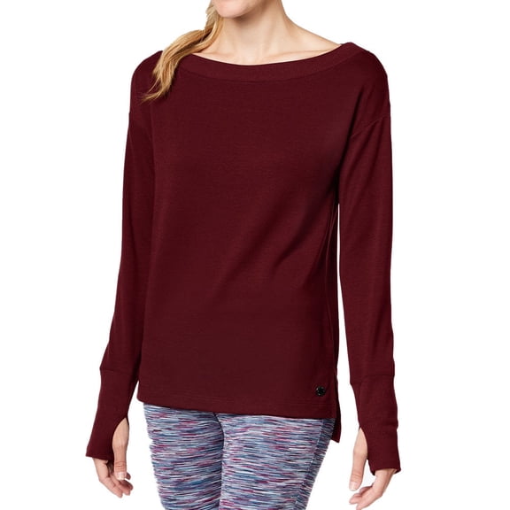 Ideology Womens Boat-Neck Long-Sleeve T-Shirt,Vintage Wine,X-Large