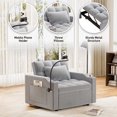 thumbnail image 5 of Wiilayok 3 in 1 Single Sleeper Sofa Chair with Pullout Bed, Convertible Pull Out Couch with Adjustable Backrest, Modern Velvet Chaise Lounge with USB Port & Cupholder for Small Spaces,Light Grey, 5 of 7