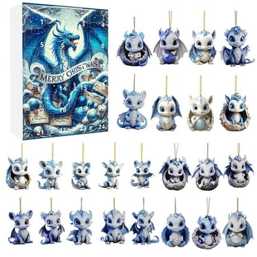 Rojia Christmas Calendar Countdown 24 Days Cute Dragon Baby Acrylic Pendant Gift Box