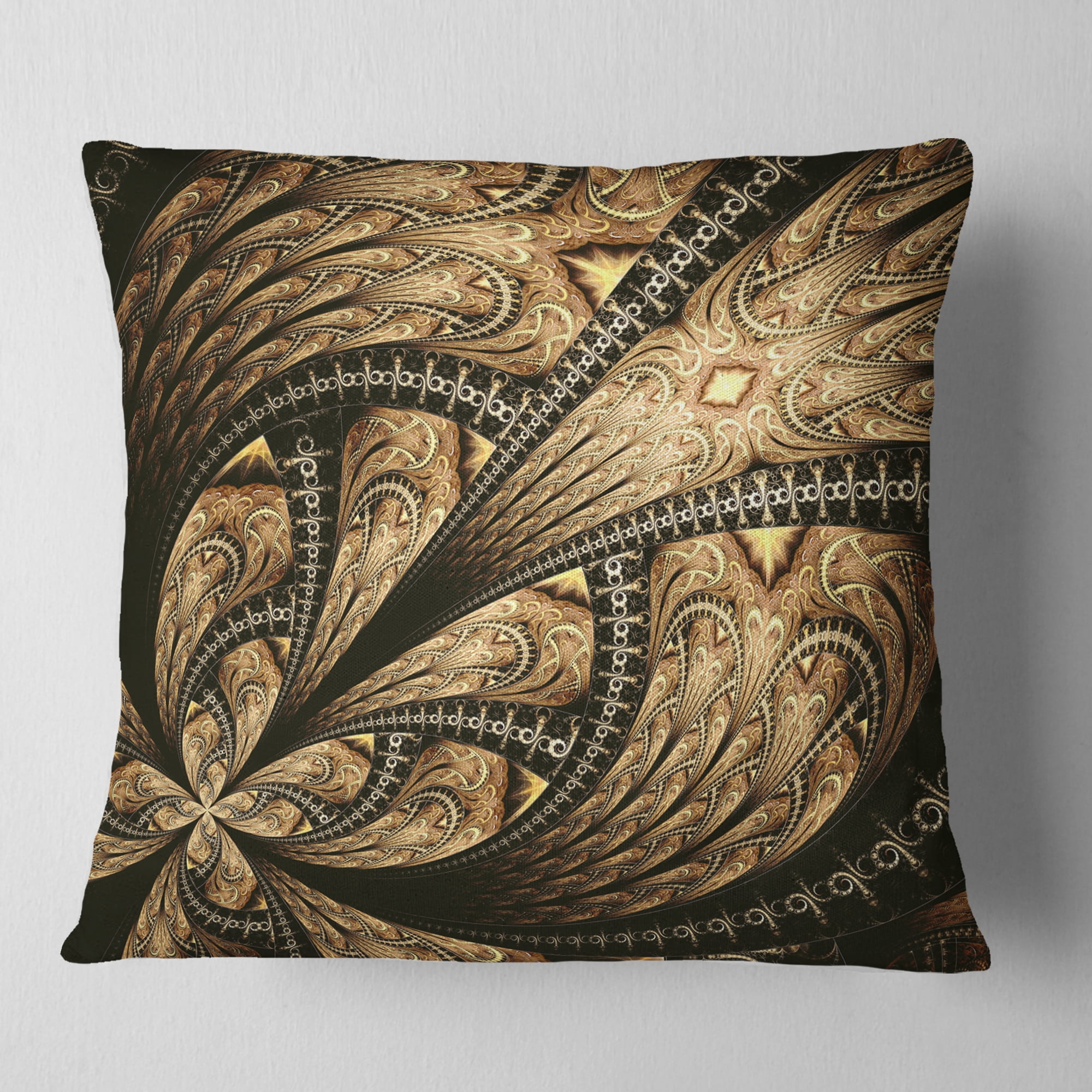 Designart 16" x 16" Contemporary, Modern Black Polyester Throw Pillow