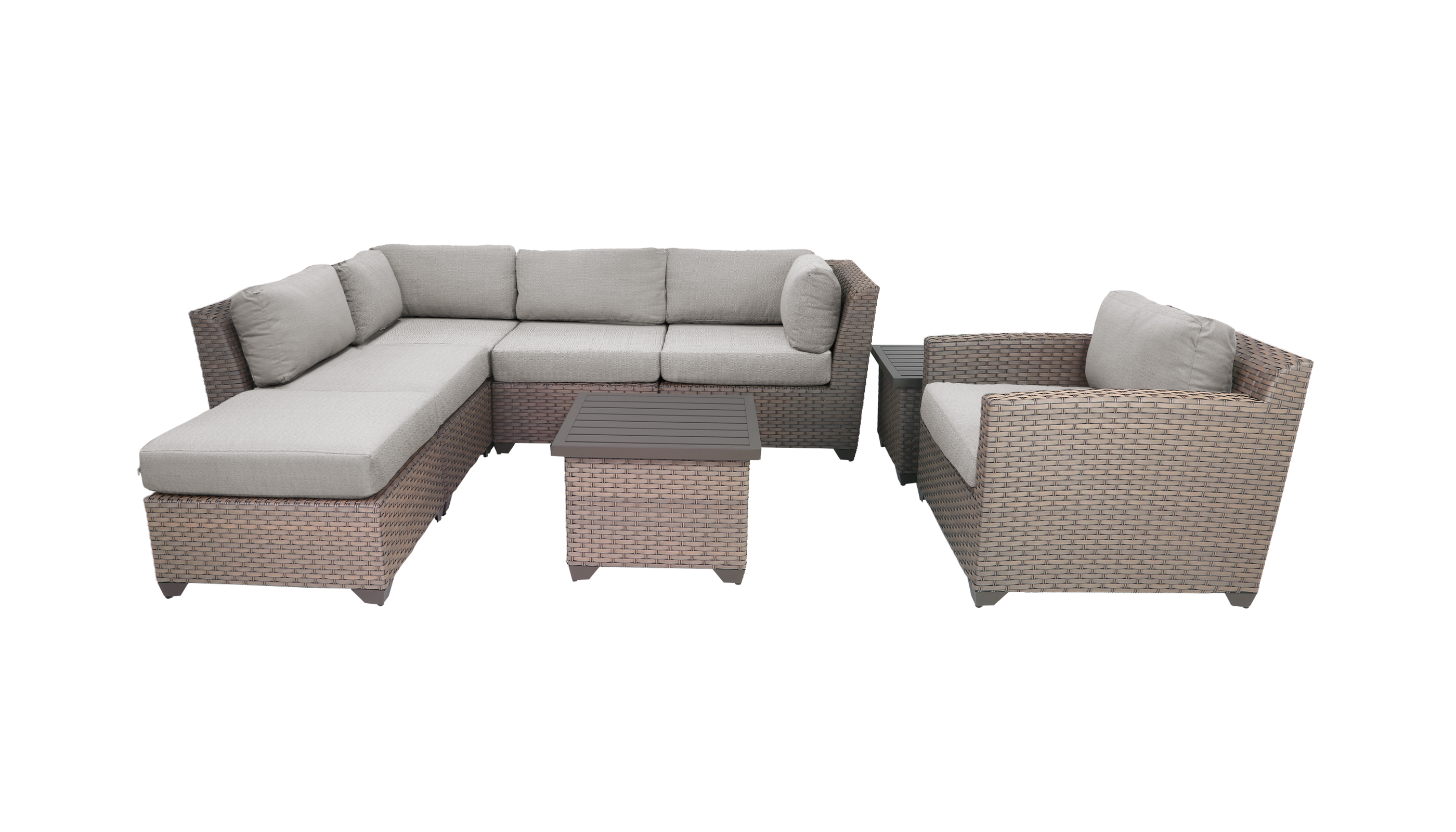 TK Classics Florence Wicker 8 Piece Patio Conversation Set with End Table and 2 Sets of Cushion Covers - image 2 of 11
