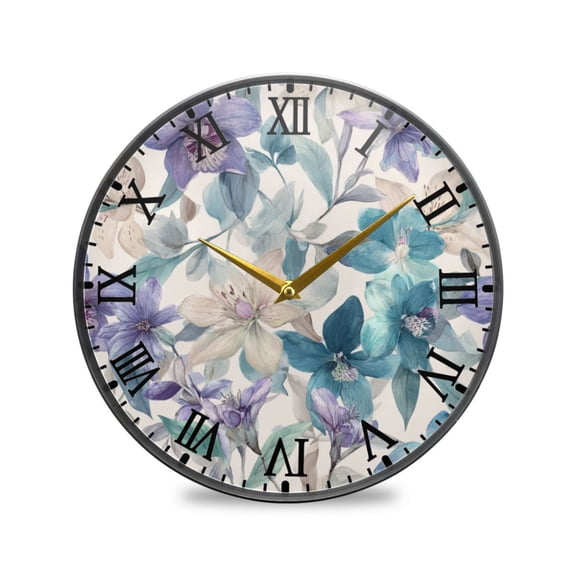 Round Clock Wall Clock Decorative Clock 9.5" Sizes Watercolor Orchids and Lilies