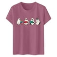 thumbnail image 3 of LUOGENLI T-shirts pour Femme pour Femmes T-Shirt à Manches Courtes à Imprimé Floral à la Mode pour Célébration de Jour / Haut à Col Rond T-shirts pour Femmes T-Shirt Graphique Saint-Valentin Violet Pâle m, 3 of 3