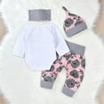 thumbnail image 4 of Newborn Baby Girls Unicorn Outfits Romper Playsuit Tops + Long Pants + Hat + Headband 4Pcs Clothes Set, 4 of 8