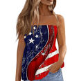 thumbnail image 2 of 4th of July Tube Tops for Women Patriotic Print Pleated Tank Tops American 250th Anniversary Casual Bandeau Sleeveless Tank Tops, 2 of 5