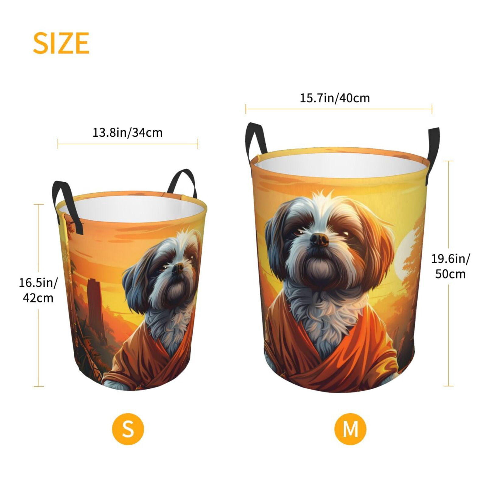 Large Laundry Basket with Handles - Cartoon Puppy Sunset Kids Baby Dirty Clothes Laundry Hamper for Bedroom Aesthetic