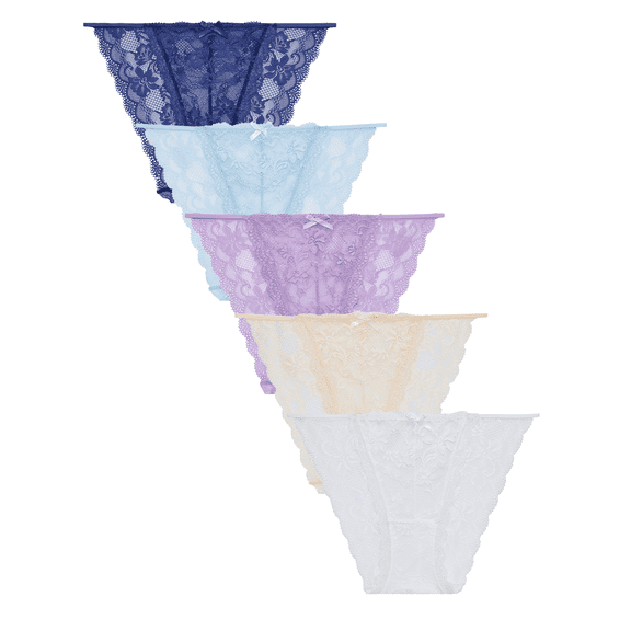 CF Womens Sexy Lace String Bikini Underwear High Cut Panties Breathable Bikini Panties Cheeky Hipster Panty 5 Pack (5C,S)