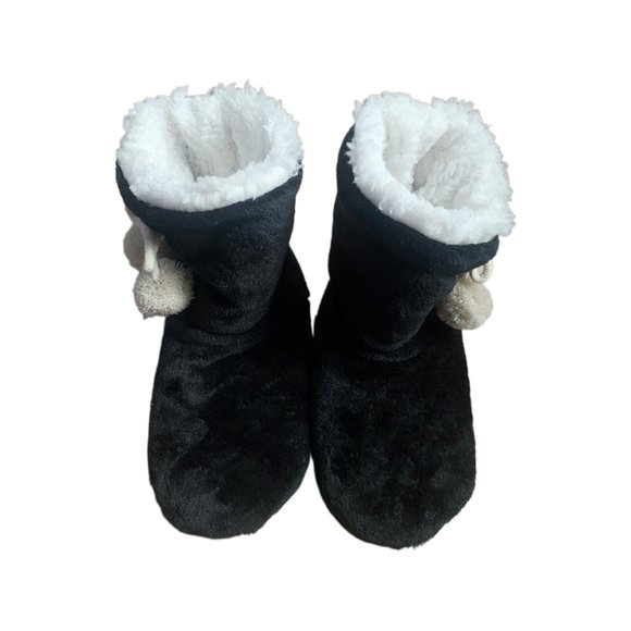 Colisha Chaussettes pour Hommes Bout Rond Pantoufles Chaudes à Enfiler Chaussures de Maison Confortables Plates Moelleuses Noires 4.5-6