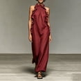 thumbnail image 4 of ClodeEU Women's Summer Ruffle Hem Sleeveless Flowy Maxi Dress ,Casual Loose Fit Beach Vacation Dress Wine,Women's Plus M, 4 of 8